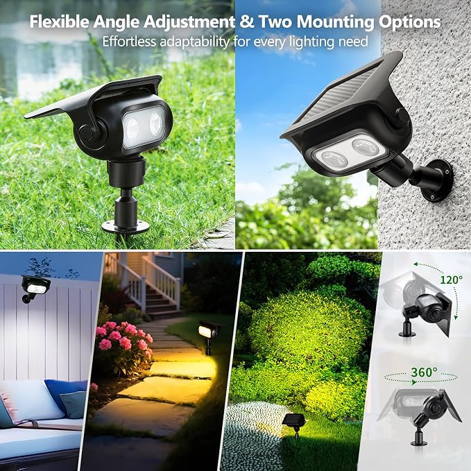 Brizled Solar Spot Light Outdoor Color Changing RGB LED Landscape Spotlight | 360° Rotation; 9 Colors & 11 Modes; IP65 Waterproof; Stake or Wall Mounted for Halloween Christmas Yard Tree Garden Pathway - Image 5