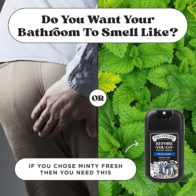 Poo-Pourri Before-You-Go Pocket Toilet Spray, Travel Essentials, Royal Flush, 1 Fl Oz, Up to 50 Uses, On-The-Go Bathroom Odor Deodorizer with Essential Oils, TSA Approved Size, Eucalyptus & Spearmint - Image 9