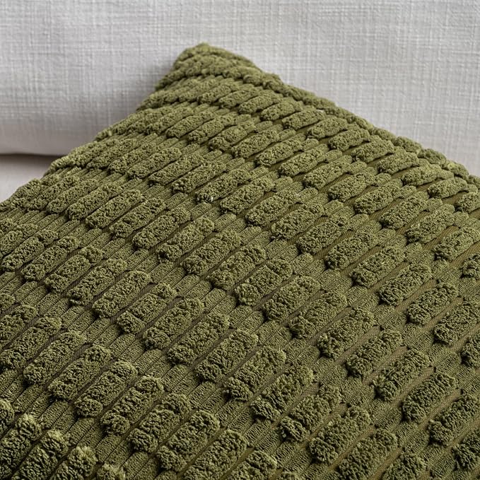 Fancy Homi 4 Packs Decorative Throw Pillow Covers for Living Room Couch Bed, Modern Farmhouse Boho Home Décor Accent Cushion Case, 16" x 16", Moss Green - Image 3