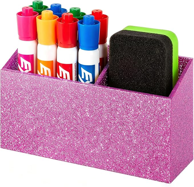 BEYGORM Magnetic Dry Erase Marker Holder for Whiteboard & Refrigerator | Non-slip Acrylic Pen Holder for Classroom, Fridge Magnet, Locker Organizer Accessories, Teacher & School Supplies(Blue) by BEYGORM