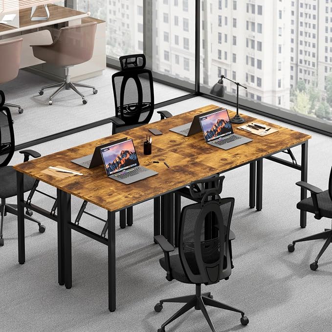 Need Office Computer Desk 35.8 Inch Sturdy Folding Laptop Table Retro | Black Frame Writing Gaming Work Table/Foldable Home Office Desk/Sewing Table, No Assembly Required - Image 8