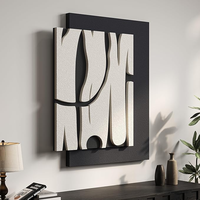 Cuspin Black and White Abstract Wall Art for Living Room, Modern Minimalist Geometric Artwork for Walls, Contemporary 3D Textured Paintings Wall Decor for Bedroom Dining Room Hallway Office by Cuspin