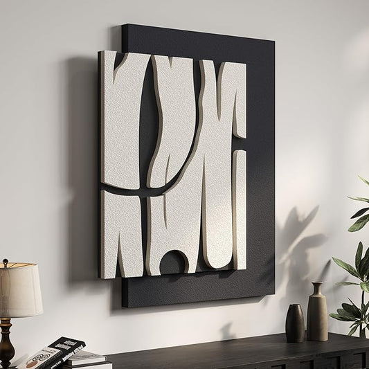 Cuspin Black and White Abstract Wall Art for Living Room, Modern Minimalist Geometric Artwork for Walls, Contemporary 3D Textured Paintings Wall Decor for Bedroom Dining Room Hallway Office by Cuspin