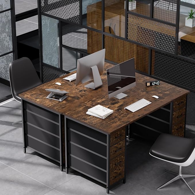 Pamray 47 Inch Computer Desk with 8 Fabric Drawers for Home Office Work | Ample Storage, Space-Saving, Suitable for Home Office Bedrooms Dorm Living Rooms for Study, Writing, Work - Image 5