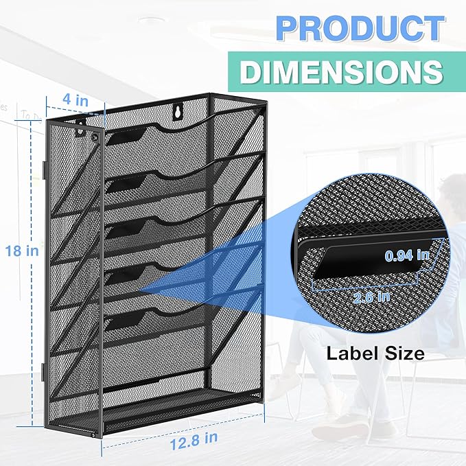 Kuntine.B Wall File Organizer Office Hanging Magazine Holder Wall File Organizer for Office Home - Image 2