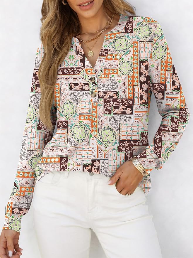 ANRABESS Women's Long Sleeve Shirts 2026 Spring Fashion Dressy Casual Tops Trendy Henley Blouses Cute Work Outfits Clothes - Image 2