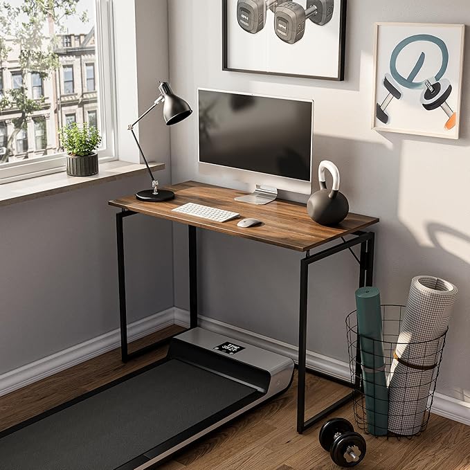alawooder 31.5" Folding Desk: No Assembly, Wood Top for Small Spaces | Home office desk, holds 150 lbs, folds flat to 2.3 in, splash-proof wood top, sturdy metal frame - Image 4