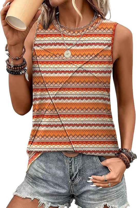 WIHOLL Women's Sleeveless Summer Crewneck Loose Fit Tank Tops by WIHOLL