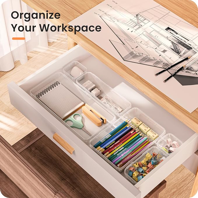 A-LuGei 【Military Grade】 Drawer Organizer,【】 Makeup organizer,【Holds 177 Items】 Bathroom Organizers and Storage,Organization and Storage,Desk Drawer Organizer for Vanity【Clear】 - Image 3