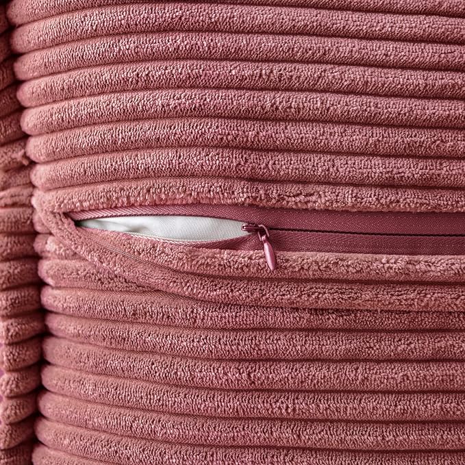 MIULEE Decorative Throw Pillow Covers for Couch Bed Livingroom 16x16 Inch Set of 2 Cranberry Red Boho Accent Throw Pllows Broadside Striped Patchwork Soft Corduroy Pillowcases - Image 3