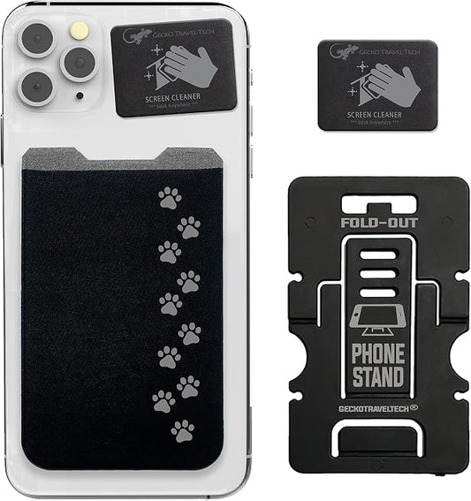 Phone Wallet - Adhesive Card Holder - Cell Phone Pouch - Stick on Lycra Pocket by Gecko - Carry Credit Cards and Cash by GeckoTravelTech