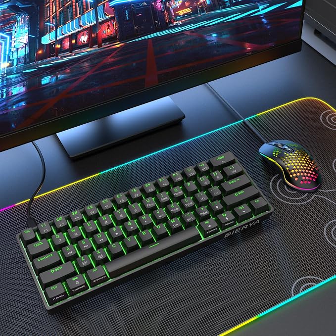 DIERYA 60% Mechanical Keyboard, DK61se Wired Gaming Keyboard with Brown Switches, LED Backlit Ultra-Compact 61 Keys Mini Office Keyboard for Windows Laptop PC Gamer Typist（Black） - Image 7