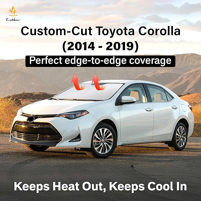 EcoNour Windshield Sunshade Compatible for Toyota Corolla 2014-2017 2018 2019 L, LE (Eco/Plus), S, SE, XLE, XSE Sun Visor for Front Windshield & Window Sun Shade Cover, UV Blocker, Car Accessories - Image 2