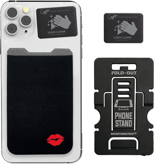 Phone Wallet - Adhesive Card Holder - Cell Phone Pouch - Stick on Lycra Pocket by Gecko - Carry Credit Cards and Cash by GeckoTravelTech