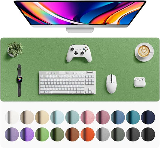 Aothia Faux Leather Desk Mat - Large Mouse Pad, Non-Slip PU Leather Blotter, Waterproof Writing Surface for Office and Home (Olive Green, 42" x 17") by AothiaSimpleNaturalUnique