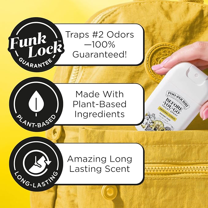 Poo-Pourri Before-You-Go Pocket Toilet Spray, Travel Essentials, Original Citrus, 1 Fl Oz, Up to 50 Uses, On-The-Go Bathroom Odor Deodorizer with Essential Oils, TSA Approved Size, Lemon Bergamot - Image 2