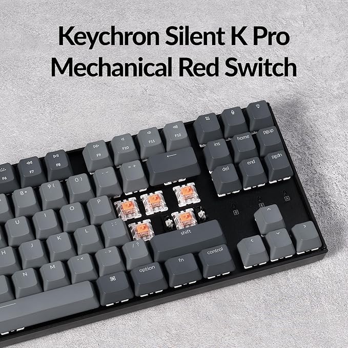 Keychron K8 Wireless Mechanical Keyboard – Silent Red Switch for Quiet Office and Gaming, TKL 87 Keys, Soft White LED Backlight, Bluetooth & USB-C Wired Connectivity, Compatible with Mac and Windows - Image 4