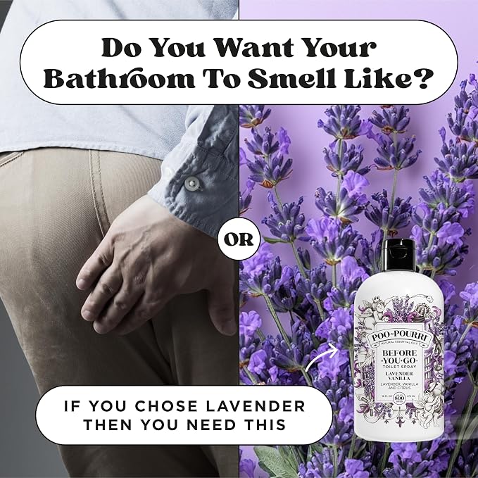 Poo-Pourri Before-You-Go Toilet Spray Refill, Lavender Vanilla,16 Fl Oz, Up to 800 Uses, Bathroom Odor Deodorizer with Essential Oils for Home or Work, Lavender, Vanilla and Citrus Scent - Image 10