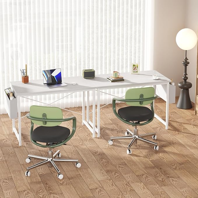 OLIXIS Computer Desk, 44 Inch Gaming Desks for Home Office Small Spaces | Writing Study Craft Work Table, Computer Workstation for Bedroom with Storage Bag, All White - Image 8