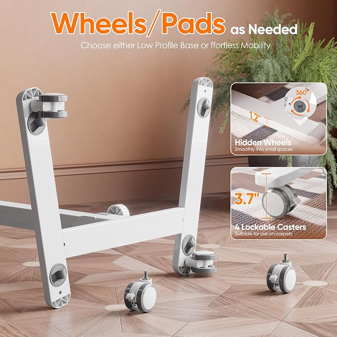 Monomi 25“ Mobile Folding Desk,Pneumatic Sit-Stand Table,No Assembly,White | Height Adjustable Rolling Laptop Desk,Space-Saving Portable Small Desk with Wheels,Ideal for Home Office,Craft & Study - Image 6