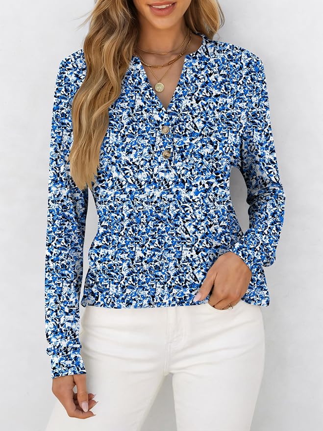 ANRABESS Women's Long Sleeve Shirts 2026 Spring Fashion Dressy Casual Tops Trendy Henley Blouses Cute Work Outfits Clothes - Image 3