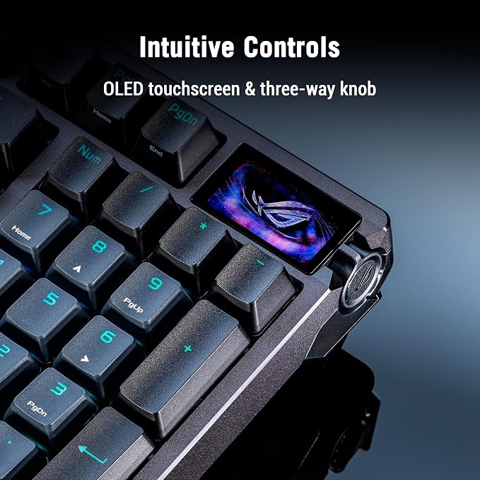 ASUS ROG Azoth 96 HE Wireless Hall Effect Gaming Keyboard – 96% Full-Size, Tri-Mode, Hot Swappable Magnetic Switch, Rapid Trigger, Speed Tap, 8K Hz Polling, Color OLED Screen, ABS Keycaps – Black - Image 3