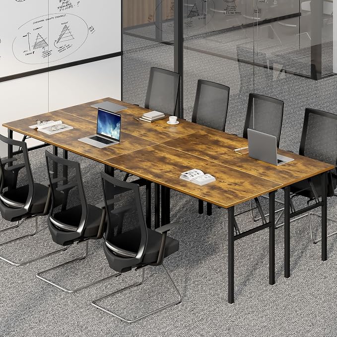 Need Office Computer Desk 60 Inch Sturdy Folding Laptop Table Retro | Black Frame Writing Gaming Work Table/Foldable Home Office Desk/Sewing Table, No Assembly Required - Image 4