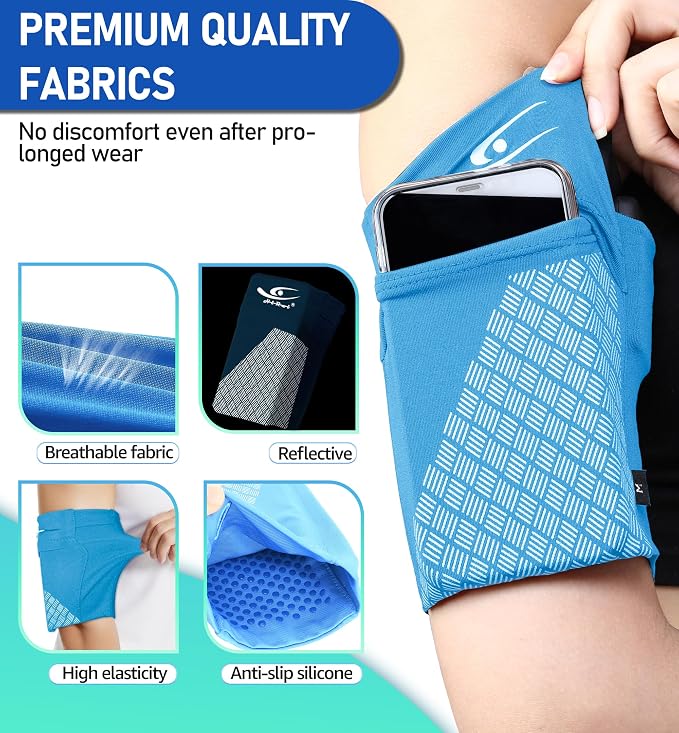 HiRui Universal Sports Armband Cell Phone Armband Sleeves Running Armband for Exercise Workout, Compatible with iPhone 17/17Plus/Pro/16/15/15Plus/14 Samsung Galaxy All Phones (Small, Blue) - Image 3