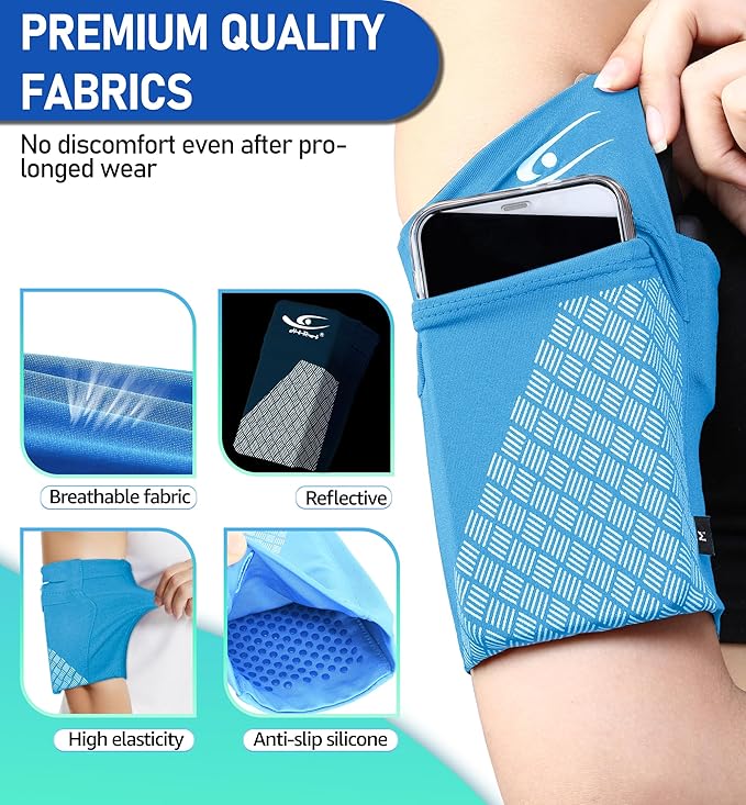 HiRui Universal Sports Armband Cell Phone Armband Sleeves Running Armband for Exercise Workout, Compatible with iPhone 17/17Plus/Pro/16/15/15Plus/14 Samsung Galaxy All Phones (X-Large, Blue) - Image 3
