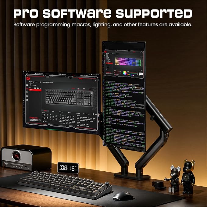 Redragon RM104 Wireless Gaming Keyboard with Knob, Tri-Mode BT/2.4G/USB-C RGB Computer Keyboards, 4000mAh Battery, Programmable Software Support, Anti-Ghosting, Compatible with PC Mac - Image 5