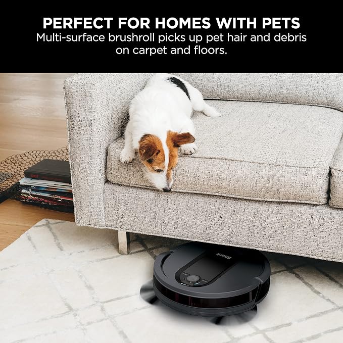 Shark EZ Robot Vacuum, Self-Empty Base, Dark Gray,RV912S | 30-Day Bagless Self-Empty Base, Row-by-Row Cleaning, Multi-Surface Brushroll, Recharge & Resume, Wi-Fi, Works with Alexa - Image 4