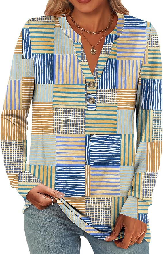ANRABESS Women's Long Sleeve Shirts 2026 Spring Fashion Dressy Casual Tops Trendy Henley Blouses Cute Work Outfits Clothes by ANRABESS