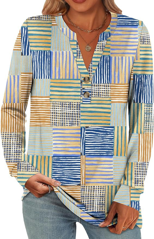 ANRABESS Women's Long Sleeve Shirts 2026 Spring Fashion Dressy Casual Tops Trendy Henley Blouses Cute Work Outfits Clothes by ANRABESS
