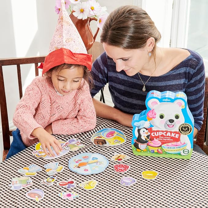 eeBoo: Cupcake Shaped Spinner Game - Animal & Baking Themed Game for Kids, Spin to Collect Ingredients, Preschool, Ages 3+, 2-4 Players - Image 4
