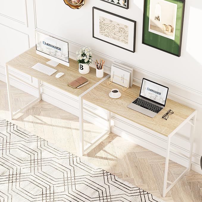 Elephance Folding Desk Writing Computer Desk for Home Office No-Assembly | Study Office Desk,Foldable Table for Small Spaces,39.4 Inch,Beige - Image 7