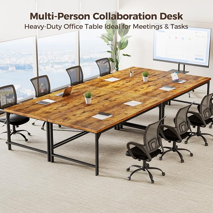 Mericonia 40 Inch Computer Desk, 1" Thick Small Office Table, Brown | Modern Simple Style, Heavy Duty Industrial Frame, Small Study & Writing Table for Home Bedroom Work - Image 7