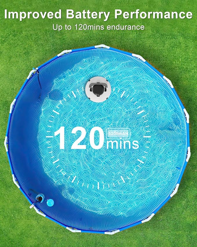 GMAPLAE Cordless Pool Vacuum for Above Ground Pool, Robotic Pool Cleaner with Dual Motors Strong Suction, 120 Mins Runtime, Auto-Parking, Pool Cleaner Robot for Inground Flat Pools Up to 1000 Sq.Ft - Image 5