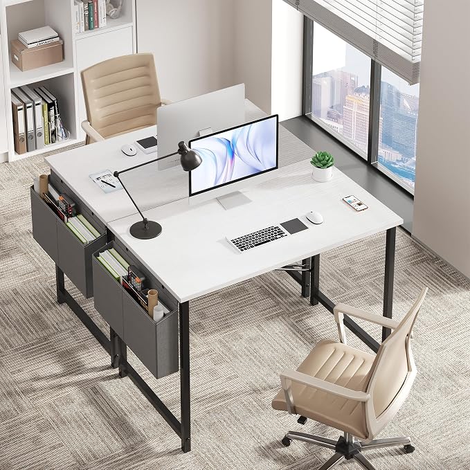 OLIXIS Small Computer Desk, 31 Inch Gaming Desks for Home Office | Writing Study Craft Work Table, Computer Workstation for Bedroom Small Spaces with Storage Bag, White - Image 7