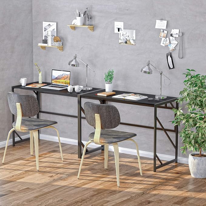 Elephance Folding Desk Writing Computer Desk for Home Office No-Assembly | Study Office Desk,Foldable Table for Small Spaces,31.5 Inch,Black - Image 8