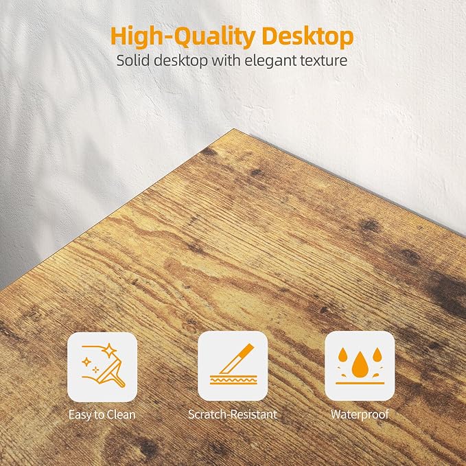 TIQLAB L Shaped Computer Desk with Power Outlets, 47 Inch Small Corner Desk with Reversible Shelves, Gaming Desk Computer Table Study Writing Desk for Home Office Small Space, Rustic Brown - Image 8