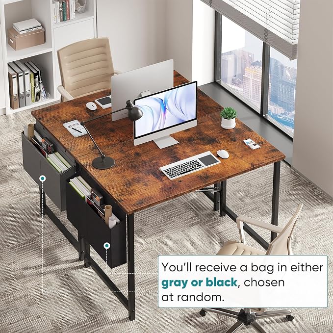 OLIXIS Small Computer Desk, 40 Inch Gaming Desks for Home Office | Writing Study Craft Work Table, Computer Workstation for Bedroom Small Spaces with Storage Bag, Rustic Brown - Image 4