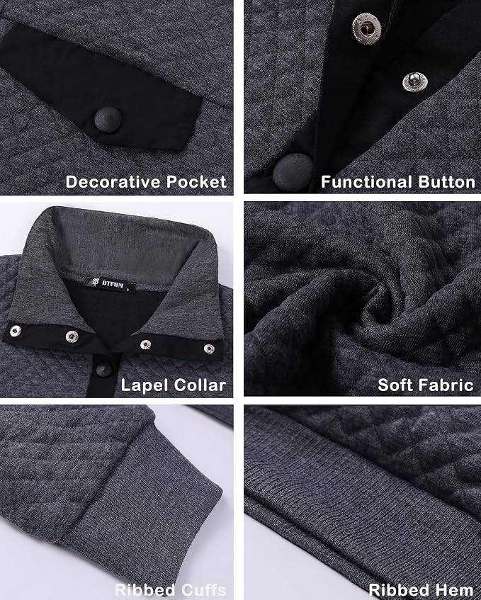 BTFBM Women Fashion Quilted Pattern Lightweight Zipper Long Sleeve Plain Casual Ladies Sweatshirts Pullovers Shirts Tops - Image 4