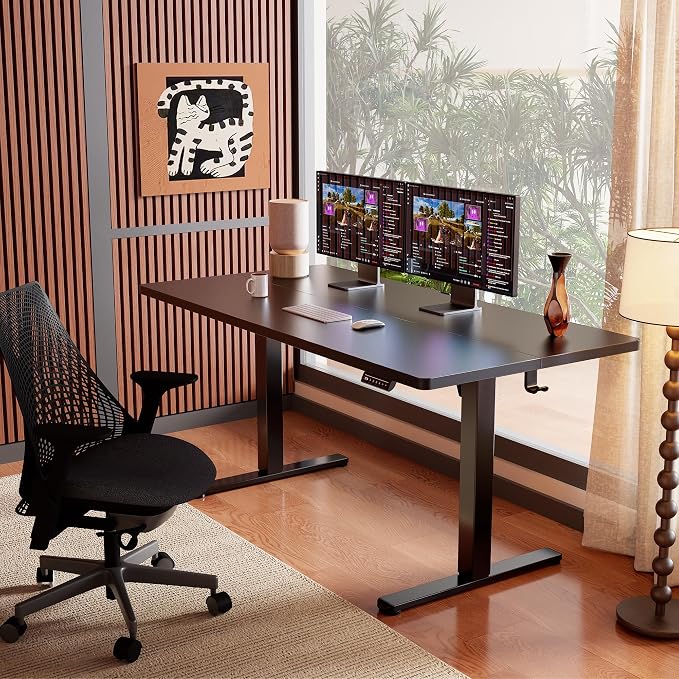 ErGear Height Adjustable Electric Standing Desk, 63 x 24 Inches Sit Stand up Desk, Memory Computer Home Office Desk, Black - Image 2