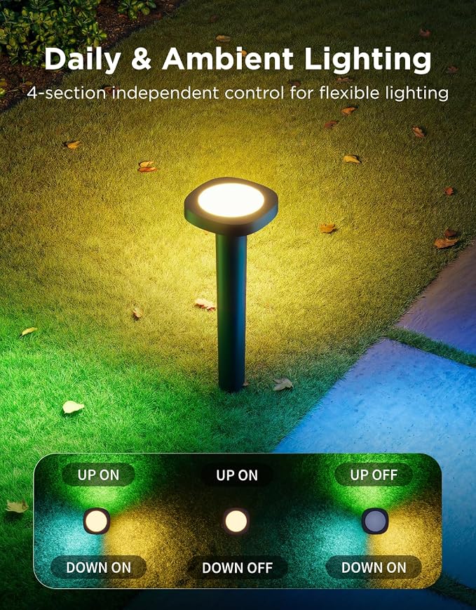 Govee Outdoor Pathway Lights 2, IP66 Waterproof, 60+ Scene Modes | for Yard, Garage, Garden, Lawn, Outdoor Decor, Works with Alexa, Google Assistant, Matter, Wired 4 Pack - Image 3