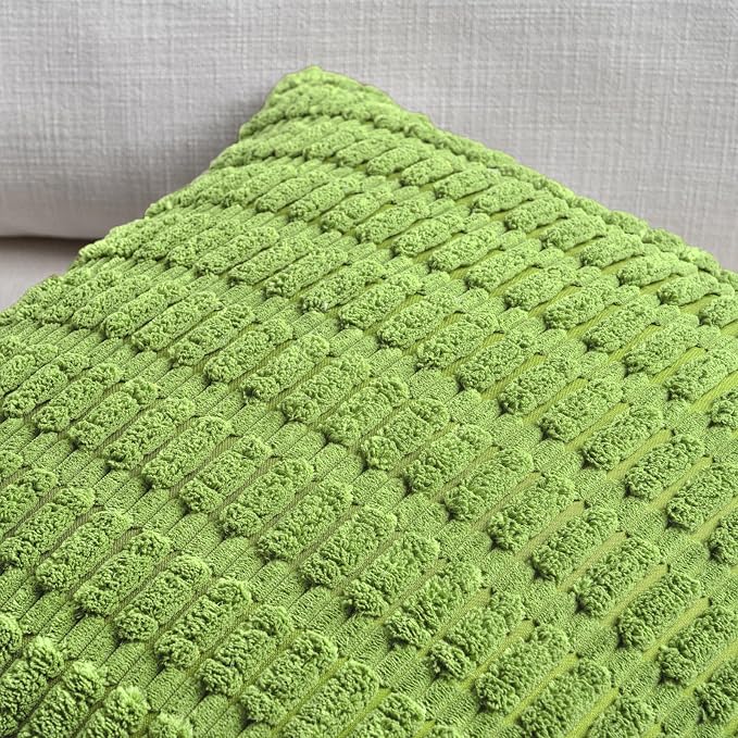 Fancy Homi 4 Packs Decorative Throw Pillow Covers for Living Room Couch Bed, Modern Farmhouse Boho Home Décor Accent Cushion Case, 24" x 24", Lime Green - Image 4