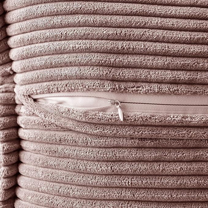MIULEE Spring Decorative Throw Pillow Covers for Couch Bed Livingroom 20x20 Inch Set of 2 Blush Pink Boho Accent Throw Pllows Broadside Striped Patchwork Soft Corduroy Pillowcases Valentine Decor - Image 3