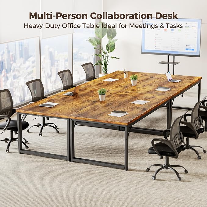 Mericonia 48 Inch Computer Desk, 1" Thick Small Office Table, Brown | Modern Simple Style, Heavy Duty Industrial Frame, Small Study & Writing Table for Home Bedroom Work - Image 7