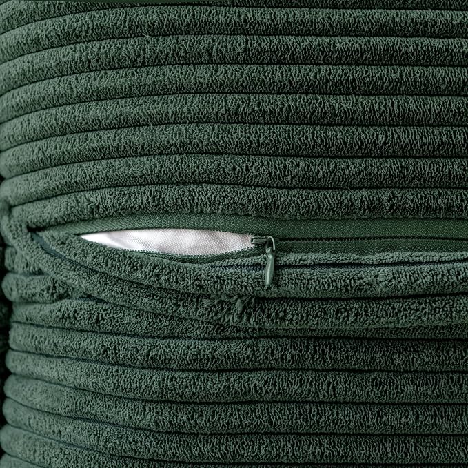 MIULEE Decorative Throw Pillow Covers for Couch Bed Livingroom 20x20 Inch Set of 2 Dark Green Boho Accent Throw Pllows Broadside Striped Patchwork Soft Corduroy Pillowcases - Image 5