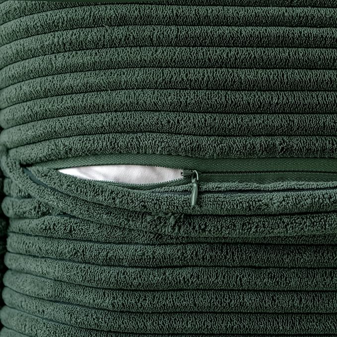 MIULEE Decorative Throw Pillow Covers for Couch Bed Livingroom 18x18 Inch Set of 2 Dark Green Boho Accent Throw Pllows Broadside Striped Patchwork Soft Corduroy Pillowcases - Image 5