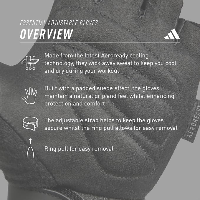 adidas Essential Training & Weightlifting Gloves, Fingerless Workout Gloves - Image 5